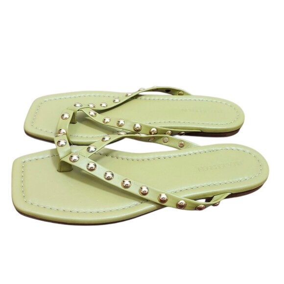 Ulla Johnson Olive Green Studded Sandals Size 9.5US Square Toe Crisscross Strap - Picture 3 of 11